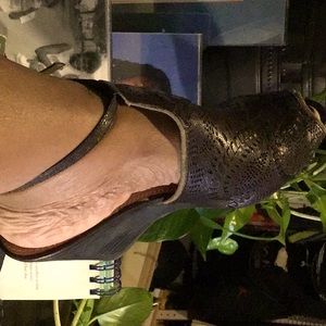 Leather Wedge Heel Sandals with ankle strap